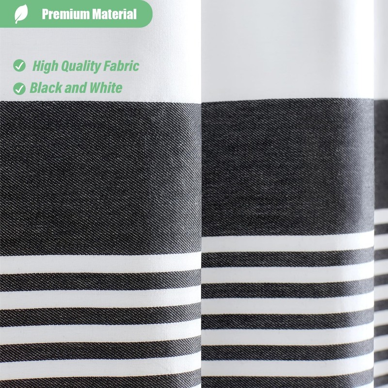 Dynamene Extra Long Fabric Shower Curtain, 84 Inch Long Farmhouse