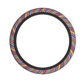 Mexican Serape Color Stripe Steering Wheel Cover Car Accessories Cute for Women Girls Girly Universal 15 Inch Neoprene Auto Interior Decor Anti Slip Car Truck Protector