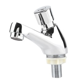 Public Ktchen Bathroom Chrome Plated Self Closing Water Saving Time Delay Basin Sink Tap Faucet