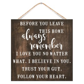 WengBeauty Before You Leave This Home Always... Wood Sign, Modern Farmhouse Wall Decor Hanging Sign, Home Decor, Rustic Decor, Inspirational Motivational Plaque, Housewarming Gifts 12x12 Inch