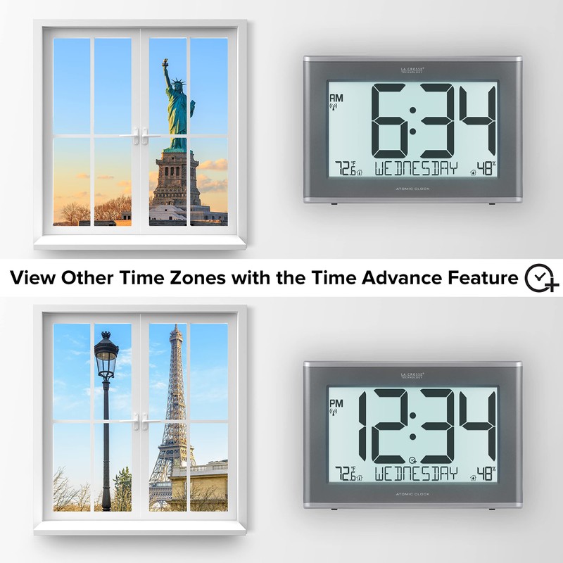 La Crosse Technology 513-21867-INT Extra-Large Slim Atomic Digital Clock with