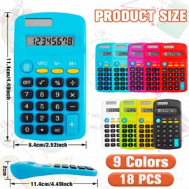 Tivcck 9 Pack Pocket Size Mini Calculator,Pocket Calculator,Solar Battery Dual Power Mini Calculators,8 Digit Display Basic Calculator, Function Calculator for Students Kids Home Office (Multicolor