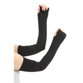 Liapom Women's Arm Cover, Water Absorbent, Quick Drying, Cool Touch Sensation, UV Treatment, Cool, Arm Cover, Arm Sleeve, Arm Guard, Rayon, long black