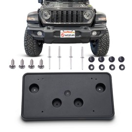 WOZUA Front Bumper License Plate Bracket Mount Holder for 2018 2019 2020 2021 2022 2023 2024 2025 Jeep Wrangler JL (May not Fully fit Your Model. See Pic 2 for Details)