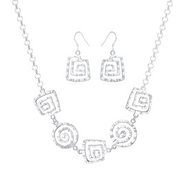 Silver Circles Square Hoop Earrings for Women, Silver Spiral Necklace, 925 Plated Earrings and Necklace Set Hypoallergenic Small Spiral Earrings Set