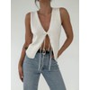 Women Tie Front Vest Top Crochet Vest Y2k Sleeveless V