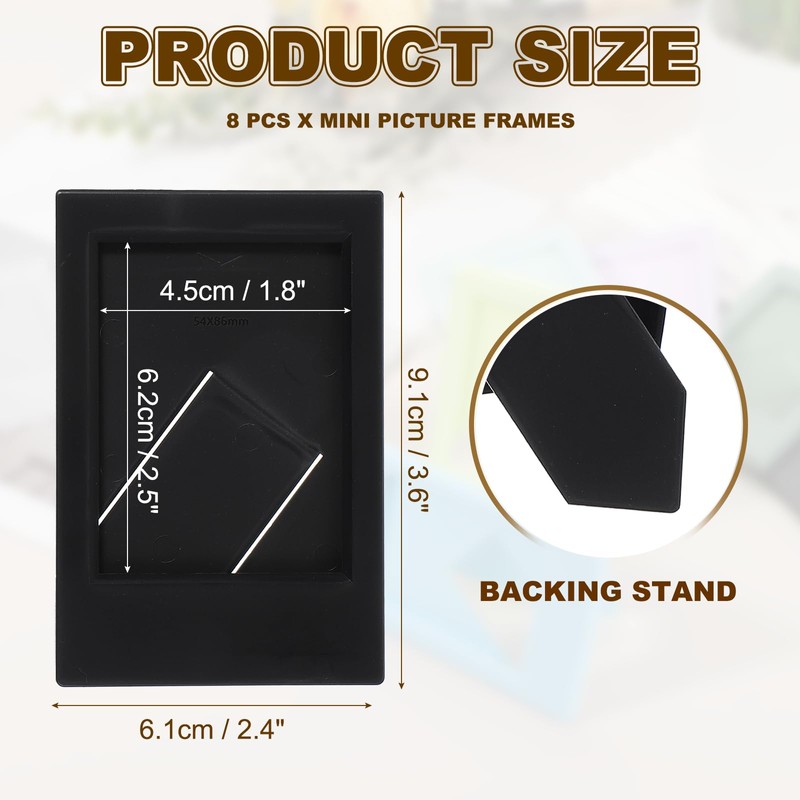 sourcing map 8pcs Mini Picture Frames, 2.4 x 3.6 Inch