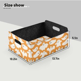 CaTaKu Foldable Storage Basket Cute Spooky Collapsible Felt Storage Bins with Handle Drawer Organizer Bin Cube Shelf Box for Organizing Closet Clothes Office Books Bedroom
