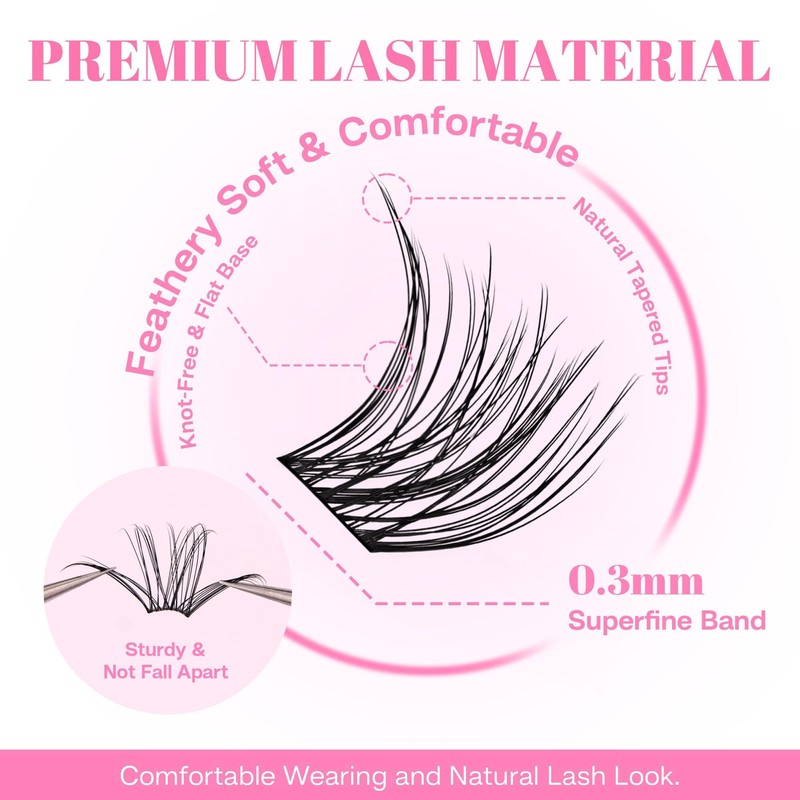 CALAILIS CALAILIS Cluster Lashes, 144Pcs D Curl Lash Clusters DIY