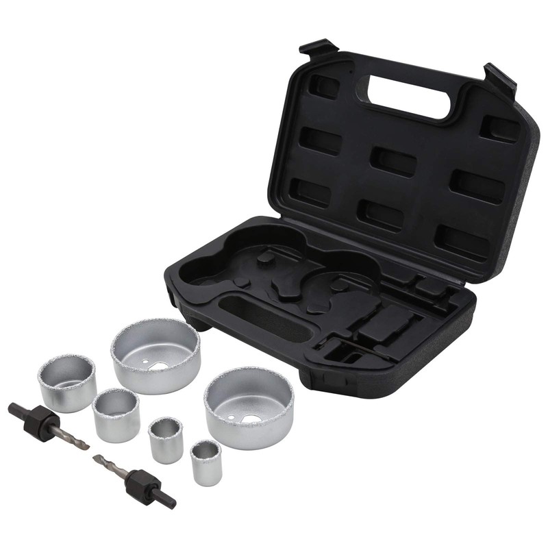Wiltec Hole Saw Set 9-Piece Can Drill, 6 Drill Bits