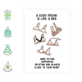 Funny Galentines Day Cards For Friends - 'A Good Friend Is Like A Bra' - Appreciation Card For Friends & Colleague - Bff Bestie Birthday Card - Girlfriend Birthday Card For Her - Comes With Stickers