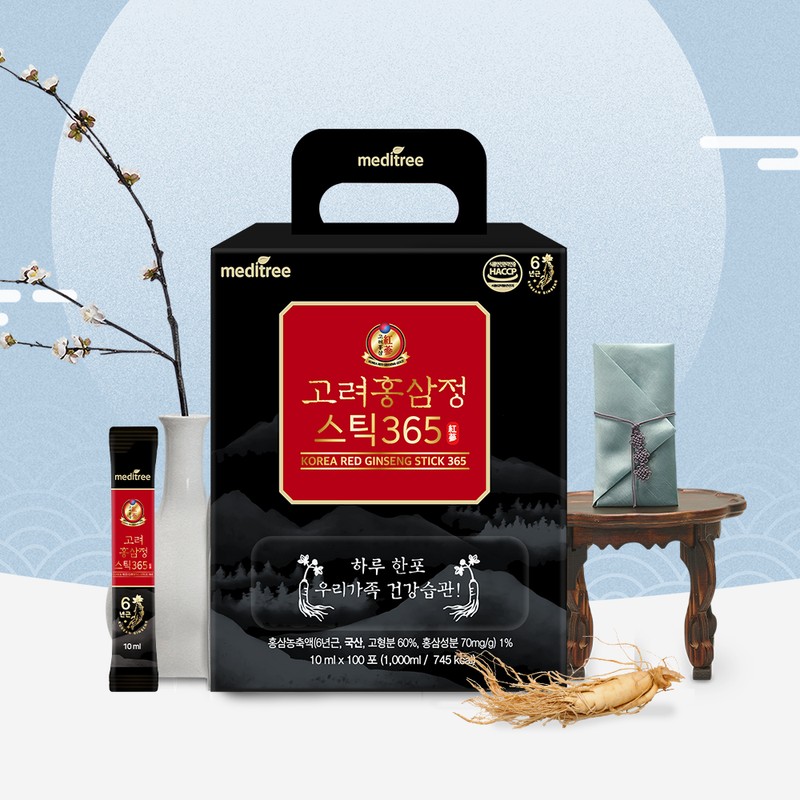 Meditree Koryo Red Ginseng Extract 365 Stick 1 Box 100