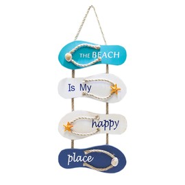 Wooden Hanging Sign, Wall Sign, Wooden Beach, Decorative Sign with Saying, Beach Decoration, Flip Flop Wall Ornament with Beach Design, Wall Ornament Hanging for Home, Bar, Cafe, Beach Restaurant,