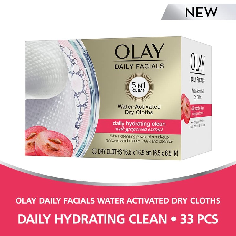 Olay 4-In-1 Daily Facial Cloths, Normal Skin 33 Count, Packaging