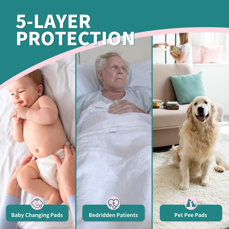 Disposable Bed Pads 40"X36" Extra Large Chucks Pads for Adults