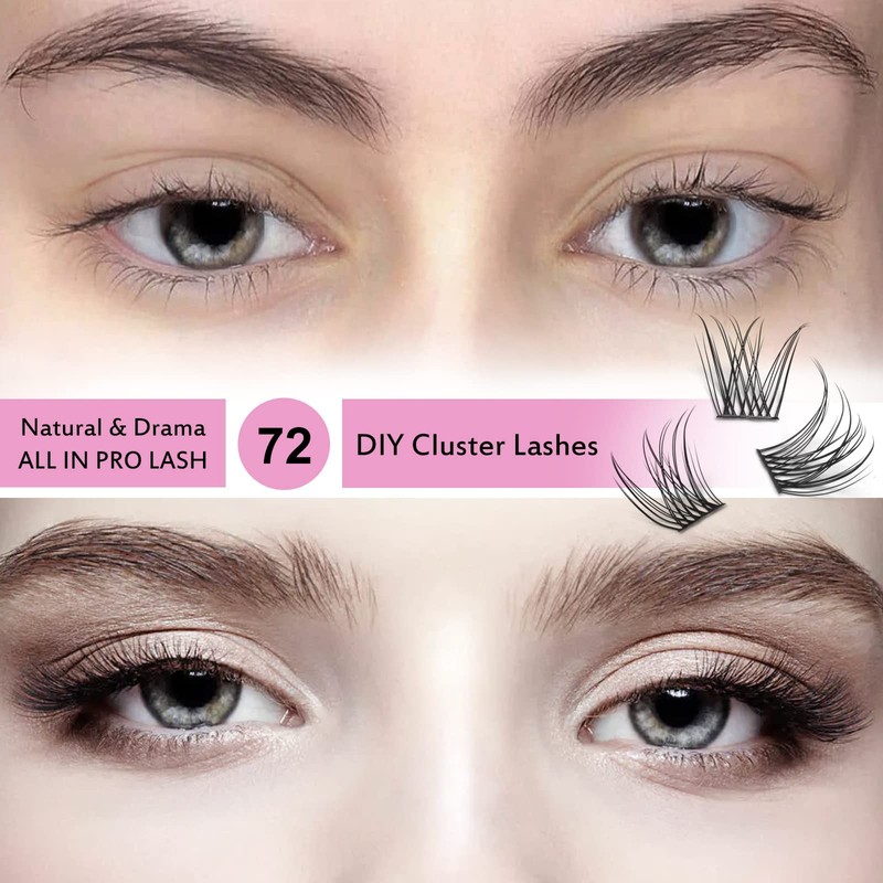 Cluster Lashes, 72 Pcs Individual Lashes, Lash Clusters DIY Eyelash