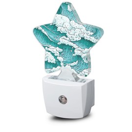 Ocean Waves Night Light Plug-in Dusk to Dawn Smart Sensor White Nightlight for Bedroom Bathroom Kitchen Hallway Stairs Energy Efficient Decor Desk Lamp