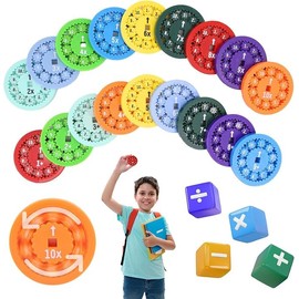 Math Fidget Spinners, Math Fact Spinner, 18 PCS Math Spinners for Kids, Kindergarten Math Learning & Education Toys, Addition, Subtraction, Multiplication and Division, Multiplication Fidget Toy
