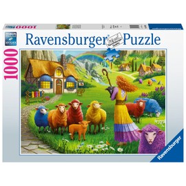 1000 Piece Jigsaw Puzzle "Happy Sheep Yarn" Landscape Ravensburger 16949 8