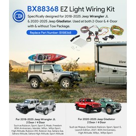 Replace for Blue Ox EZ Light Wiring BX88368 - Towing Wiring Harness kit for Jeep Willys 2021-2025 Wrangler JL 2018-2025 & Gladiator 2020-2025 Towed Vehicle Wiring Kit with Dielectric Grease