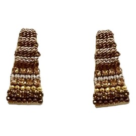 WeienWeier - Aretes Trapecio Cadenas Diamantes Cafés Diseño Coreano (1pz)