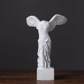 YUEOECOR 9.6in Greek Winged Victory Statue, Classic Roman Goddess of Strength and Victory Sculpture Figurine for Home Decor, White