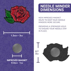 The Quilted Bear Needle Minders - Magnetic Enamel Needle Keeper for Sewing Pins, Sewing Needles, Embroidery Needles, Cross Stitch Needles - Rose