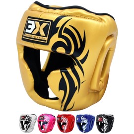 3X Sports Kids Headguard for Boxing, Sparring Helmet Head Guard for Cheeks, Forehead and Ear Protection, Muay Thai Headgear, Kickboxing, Sparring, Martial Arts, Karate, Taekwondo Helmet