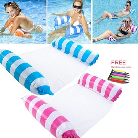 Ousinby Pool Float Hammock 2 pack ，inflatable hammock Inflatable Pool Bed Swimming Pool Hammock Floating Chair Bed Raft Recliner Float Lounger Float Hammock with Infloator Pump for Adults Kids