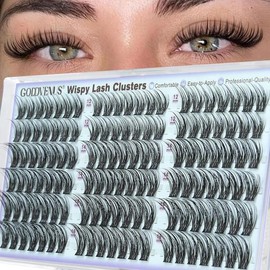 Godvenous 고드베누스 위스피 내추럴 속눈썹 클러스터 12-14-16mm CC 컬 DIY 연장, 개별 인조 고양이 126개 [F-wispy lash cluster kit 12-16] Godvenus Wispy Natural Eyelash Cluster 12-14-16mm CC Curl DIY Extension, Individual Faux Cat 126 pcs [F-wispy lash cluster kit 12-16]