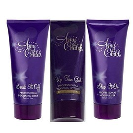 AMY CHILDS PROFESSIONAL TANNING TRIO - EXFOLIATING SCRUB + TANNING LOTION (Light/Medium) + MOISTURISER