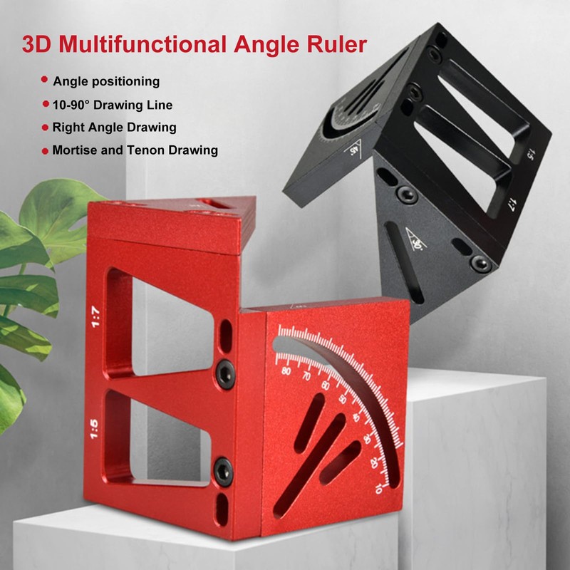 NS Juvyig 3D Multi Angle Measuring Ruler,Woodworking Square Tool Marking