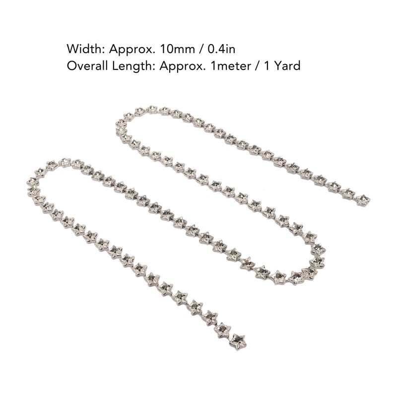 1 Yard Star Rhinestone Trim Chain 0.4in Width DIY Cuttable