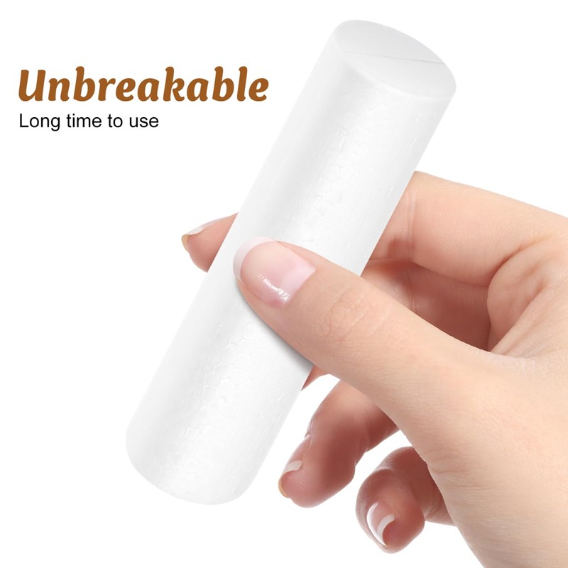 Hemobllo 6pcs White Foam Cylinders 12.5×3.5in – Kid-Safe Polystyrene Craft