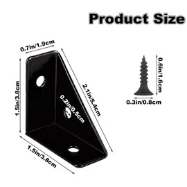 40 Pack Corner Brace Brackets, 66mm x 94mm x 19mm Corner Braces for Wood, Universal Furniture Corner Connector, Steel Corner Bracket, Black Angle Bracket, Corner Desk Connector for Bed, Table, Cabinet