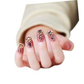 IWOWHERO False Nail Tips 24pcs Women's Nail Pieces in Brownish Red Easy to Apply False Nails for Diy Nail Art No Odor Comfortable Fit