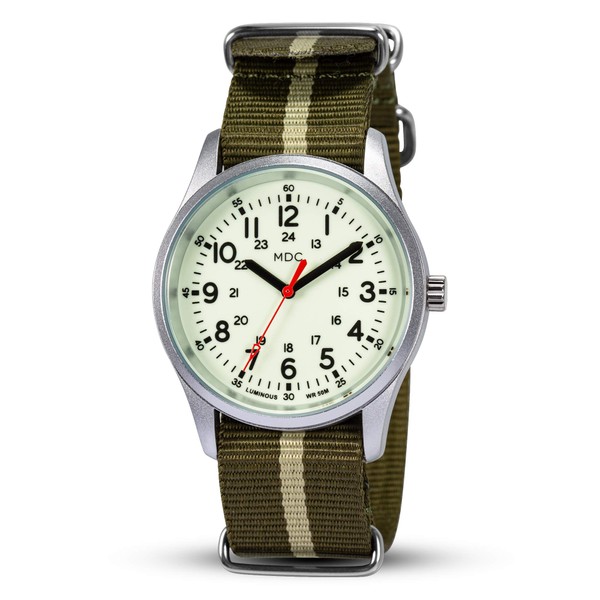Infantry Men's Wrist Watch Glow in The Dark Watches for Men Military Analog Wristwatch Field Work Luminous Outdoor Sport Waterproof Army Green Nylon Band