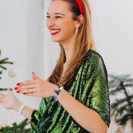 Madison Tyler Christmas Charms Stretch Bracelet | Colorful Beaded Charm Snowflakes Snowman Glitter Beads Bracelet | Novelty Xmas Holiday Gifts for Women