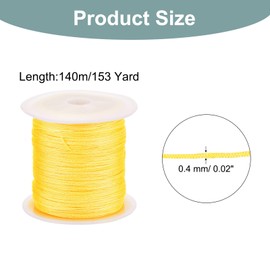 Rebower 0.4mm Nylon String for Bracelets, 140m Nylon Satin String Cord Beading Thread [ for Jewelry Making Bracelet Necklaces DIY Craft] - Gold Yellow