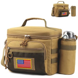 BERRYRIZZ Tactical Reusable Lunch Bag for Men/Women - Insulated Lunch Box Leakproof Lunch Pail Freezable with Adjustable Shoulder Strap,Lunch Cooler Bag for Work Office Picnic Beach，Brown