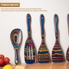 Gudamaye Pakkawood 7-Piece Blue Wooden Cooking Utensils, Wooden Spoons for