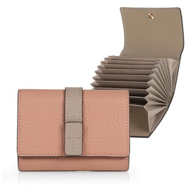 LASIEM Women's Card Case, Card Holder, Prevents Skimming, Dusty Pink x Greige