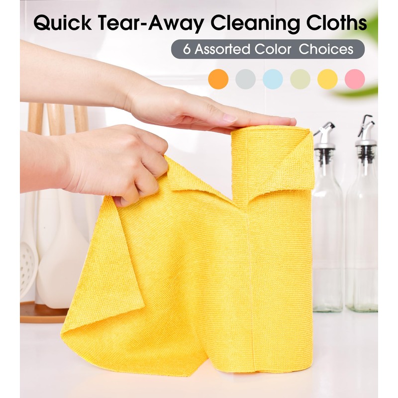 KitchLife Microfiber Cleaning Cloth Roll - Tear Away Towels, Reusable