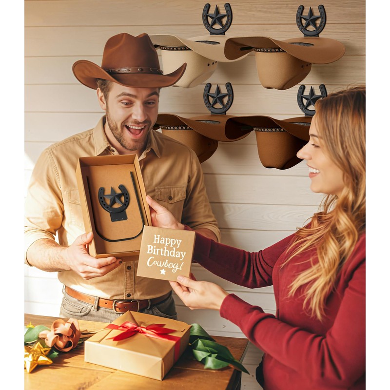 Cowboy Hat Holder Wall Mount Metal Western Horseshoe Hat Rack