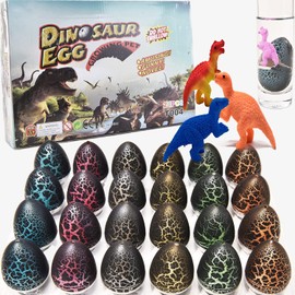 Paquete de 24 huevos de dinosaurio de Pascua para incubar huevos de dinosaurio para crecer en agua con diferentes colores, juego de caza, cesta de Pascua, regalos de cumpleaños, Pascua, regalos de fiesta para niños pequeños de 3 a 10 niños y niñas
