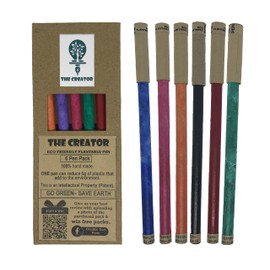 THE CREATOR The CREATOR - PLANTABLE Pens One pen reduces 6g of plastic added to the environment Eco Friendly Go Green - Save Earth Give a gift that speaks to the Heart, Pack of (6), RAINBOW Theme