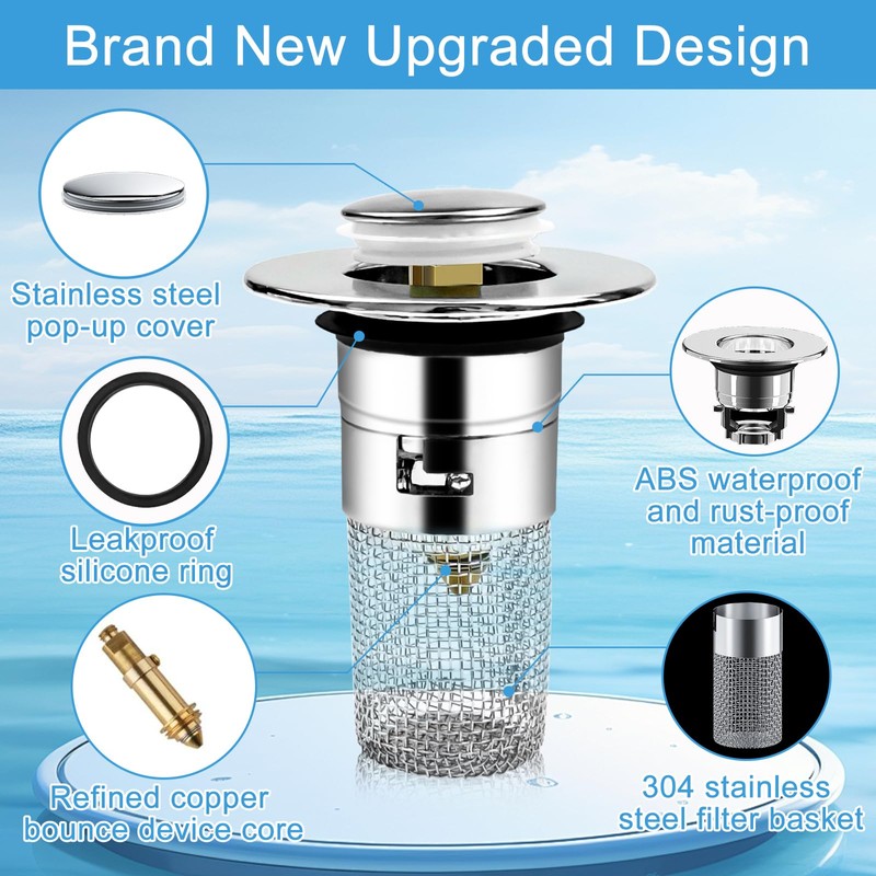 Sink Plug for 34-40 mm Drain Drain Pack of 2