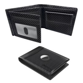 doeboe for Airtag Wallet, Smart Airtag Wallet with Coin Compartment, RFID Protection Airtag Smart Wallet for Men, Soft Genuine Leather Wallet in Portrait Format, Suitable for Gifting, Black Carbon