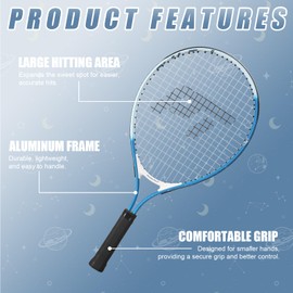 PickleTech Kids Tennis Racket - Toddler Tennis Racket, 19 inch Youth Tennis Racquet for Ages 2-12, Multi-Color & Size for Beginners, Ideal Gift for Boys & Girls