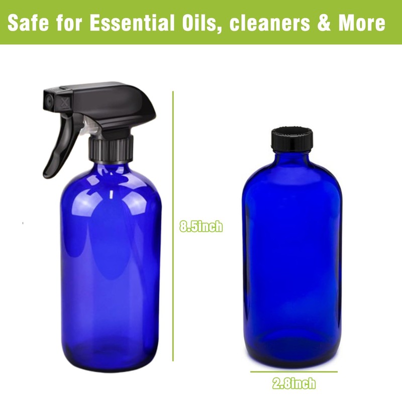HAOERMEI 16oz Glass Spray Bottles,2-Pack Refillable Empty Spray Bottl for